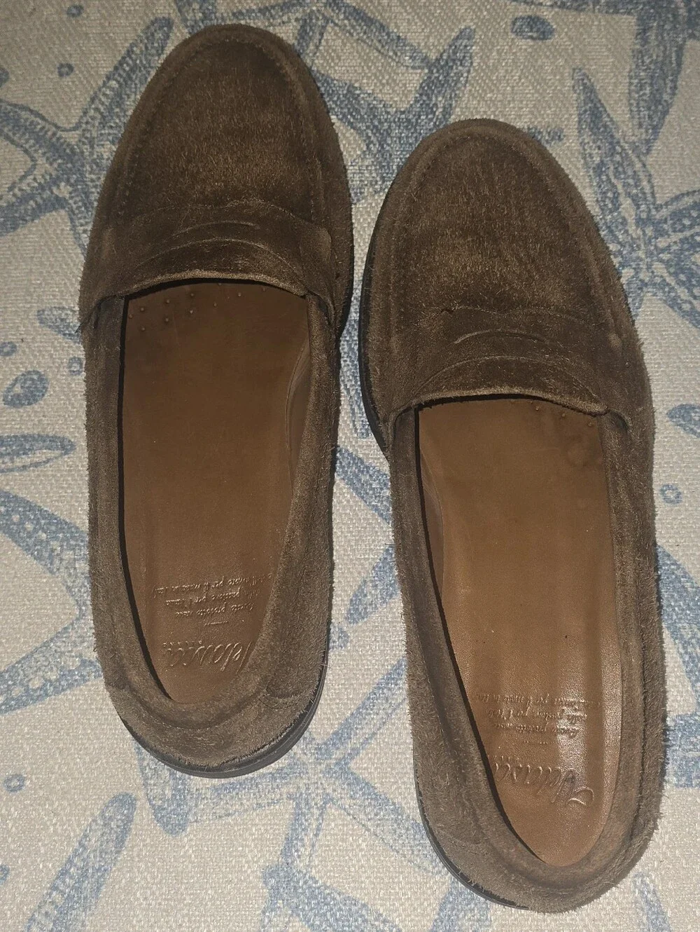 Velasca Italian Made Piugiatt Brown Leather Suede Penny Loafers, Men's US13 EU47